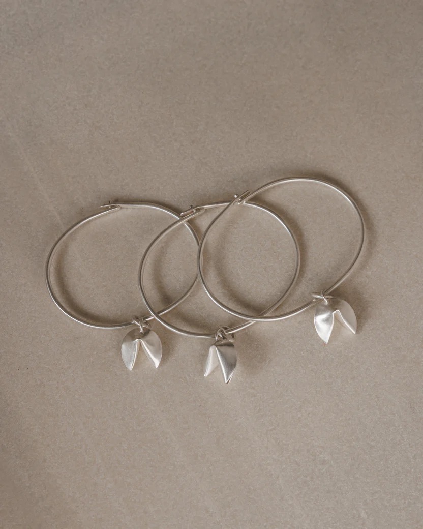 Fortune Cookie hoop earring details
